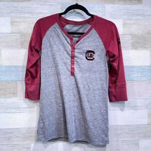 SOUTH CAROLINA GAMECOCKS Henley 3/4 Sleeve Logo Tee Womens Medium